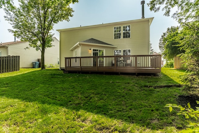 10216 Hatherley Way, Fishers, IN 46037 - rear view of house featuring a deck and a lawn