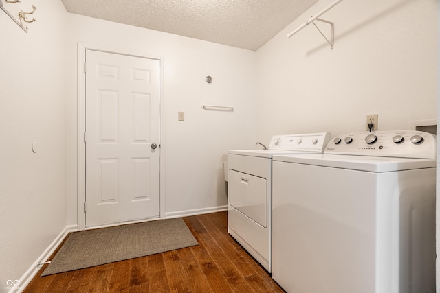10216 Hatherley Way, Fishers, IN 46037 - laundry area with independent washer and dryer, dark wood-style flooring, and a textured ceiling