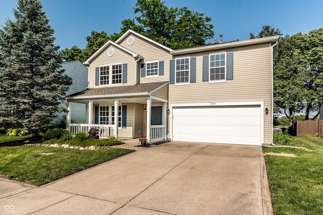 10216 Hatherley Way, Fishers, IN 46037 - traditional-style house with a porch, an attached garage, and driveway
