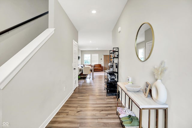 741 Scarsdale Ln, Danville, IN 46122 - corridor featuring wood finished floors and recessed lighting