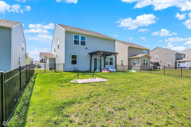 741 Scarsdale Ln, Danville, IN 46122 - back of house with a pergola, a residential view, and a fenced backyard