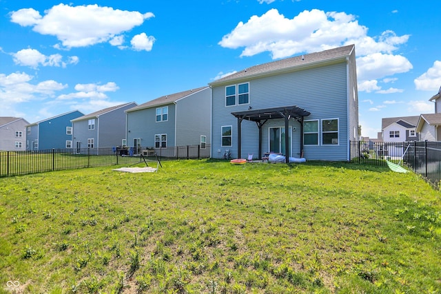 741 Scarsdale Ln, Danville, IN 46122 - back of property with a pergola, a residential view, and a fenced backyard
