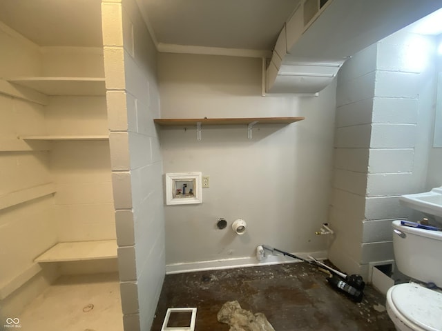 667 E Edgewood Ave, Indianapolis, IN 46227 - laundry area with hookup for a washing machine and concrete block wall