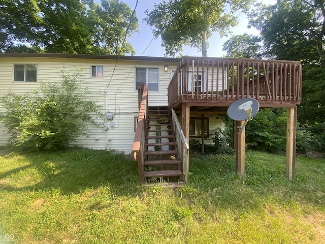 667 E Edgewood Ave, Indianapolis, IN 46227 - back of property featuring a wooden deck and stairway