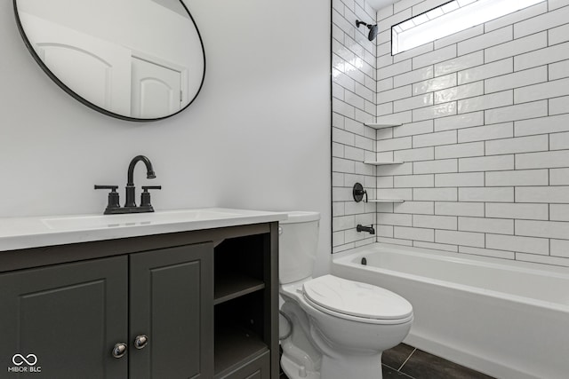 1409 N Grant Ave, Indianapolis, IN 46201 - full bathroom featuring vanity, shower / bath combination, and tile patterned flooring
