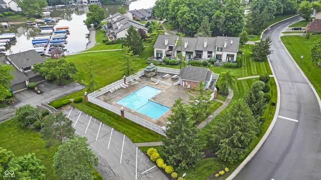 8176 Shorewalk Dr Unit C, Indianapolis, IN 46236 - bird's eye view of a nearby body of water and a pool