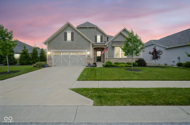 16209 Natures Way, Westfield, IN 46074 - craftsman-style house featuring driveway, a garage, a front lawn, and stone siding