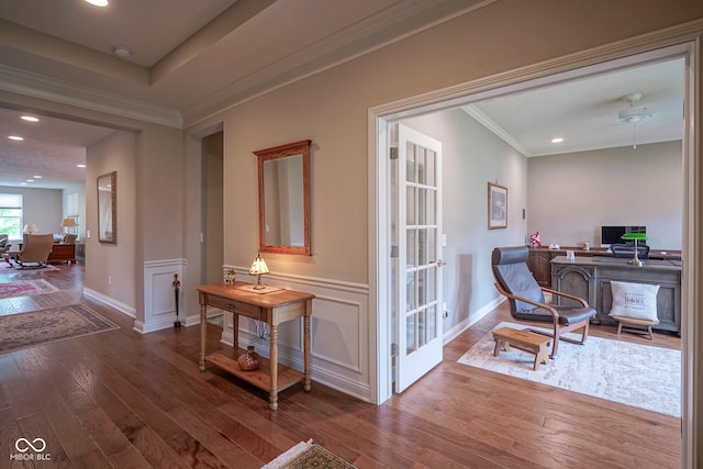 16209 Natures Way, Westfield, IN 46074 - office area featuring hardwood / wood-style floors, recessed lighting, and crown molding