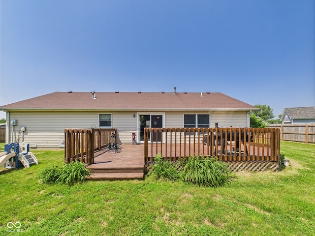 114 Bluebird Ln, Sulphur Springs, IN 47388 - rear view of property with a wooden deck