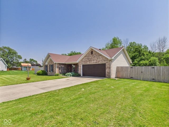 114 Bluebird Ln, Sulphur Springs, IN 47388 - ranch-style home with an attached garage, brick siding, driveway, and a gate
