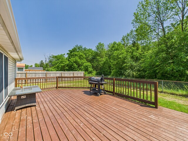 114 Bluebird Ln, Sulphur Springs, IN 47388 - wooden terrace featuring a grill