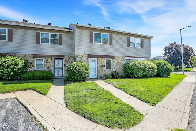 2642 Country Estates Dr, Indianapolis, IN 46227 - view of property with stone siding and a front yard