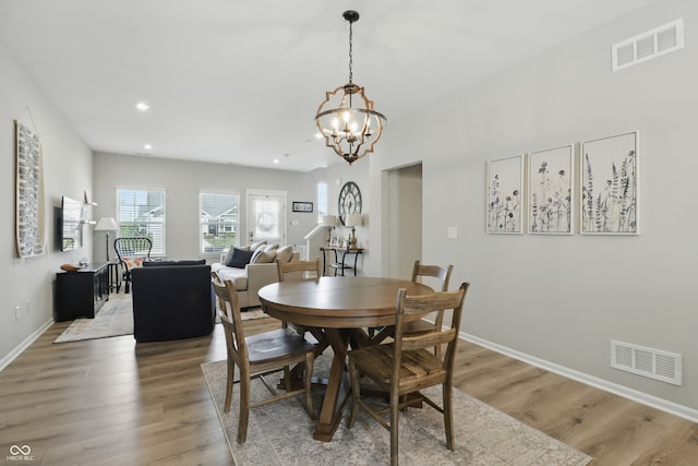 3613 Lehigh Ave, Westfield, IN 46074 - dining space featuring light wood-type flooring, a chandelier, and recessed lighting