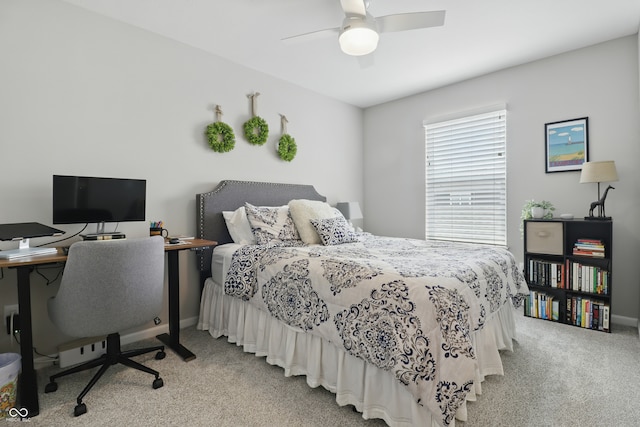 3613 Lehigh Ave, Westfield, IN 46074 - bedroom with light carpet, a desk, and a ceiling fan