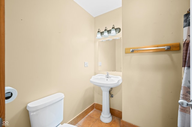 5800 S Shore Dr, Nashville, IN 47448 - bathroom with toilet and tile patterned floors