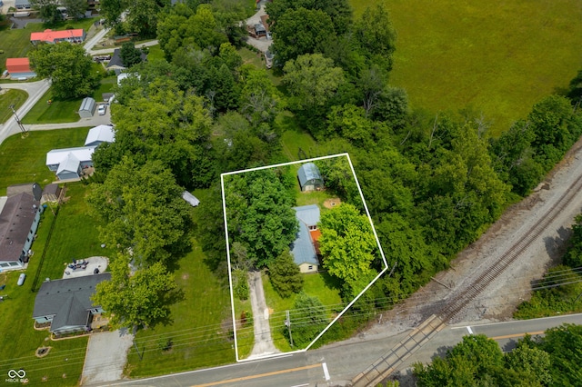 5800 S Shore Dr, Nashville, IN 47448 - aerial perspective of suburban area with property parcel outlined