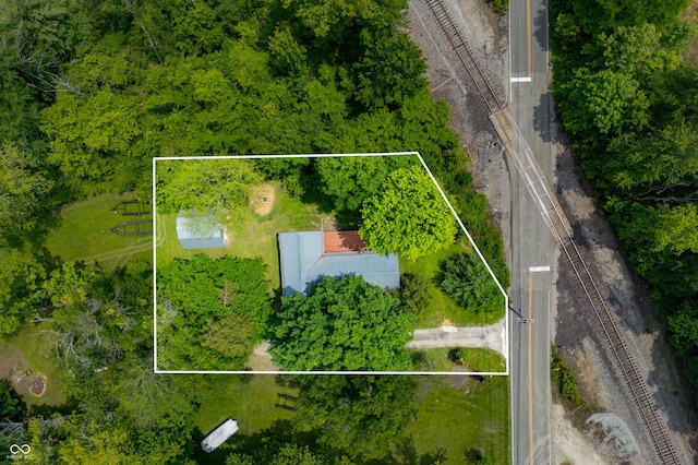 5800 S Shore Dr, Nashville, IN 47448 - aerial view of property and surrounding area featuring property parcel outlined