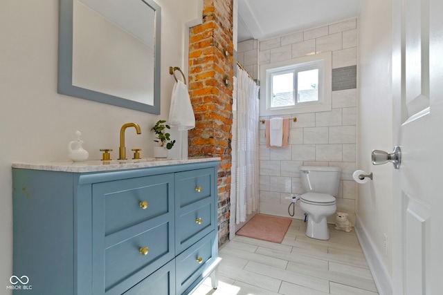 4813 E 11th St, Indianapolis, IN 46201 - bathroom featuring vanity, tile walls, and a shower with shower curtain