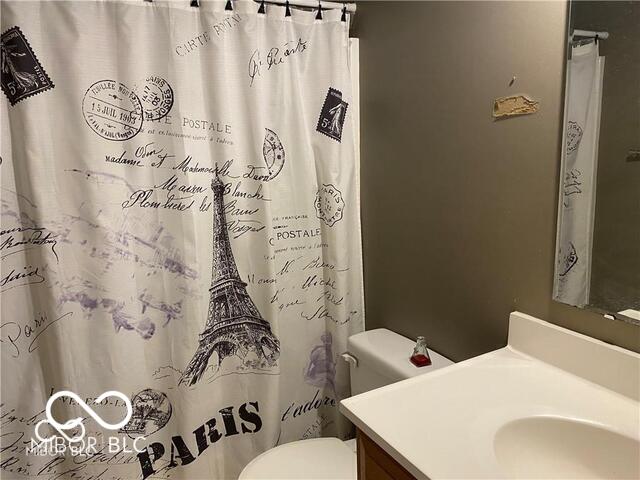 1128 Brookside Ct, Avon, IN 46123 - full bath with vanity and a shower with curtain