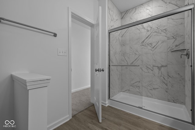 12490 Morning Ridge Way, Noblesville, IN 46060 - full bath with a marble finish shower and wood finished floors