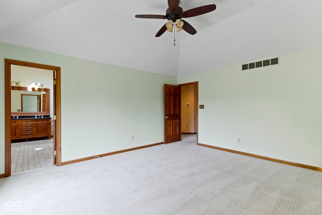 5037 Surrey Ln, Carmel, IN 46033 - unfurnished room with lofted ceiling, light carpet, and a ceiling fan
