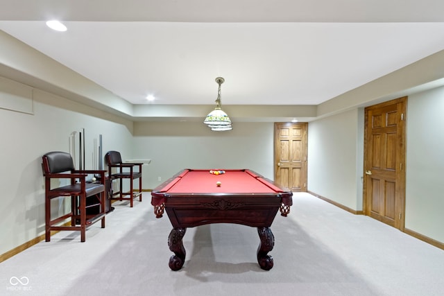 5037 Surrey Ln, Carmel, IN 46033 - game room with light carpet, billiards table, and recessed lighting