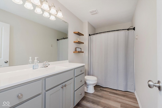 3643 Thomas Jefferson St, Westfield, IN 46074 - bathroom featuring vanity, wood finished floors, and curtained shower