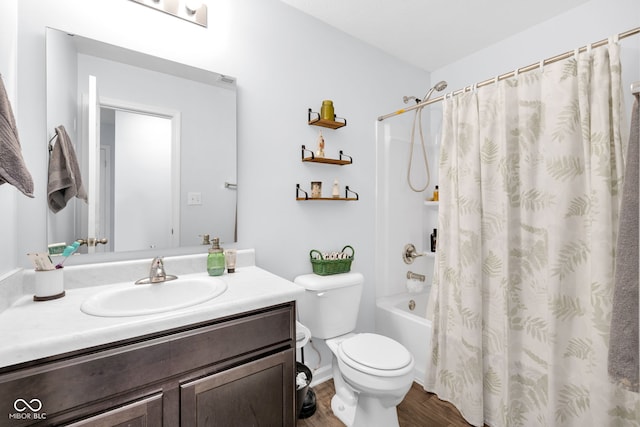 12105 Fall Ct, Indianapolis, IN 46229 - bathroom featuring vanity, shower / tub combo, and wood finished floors