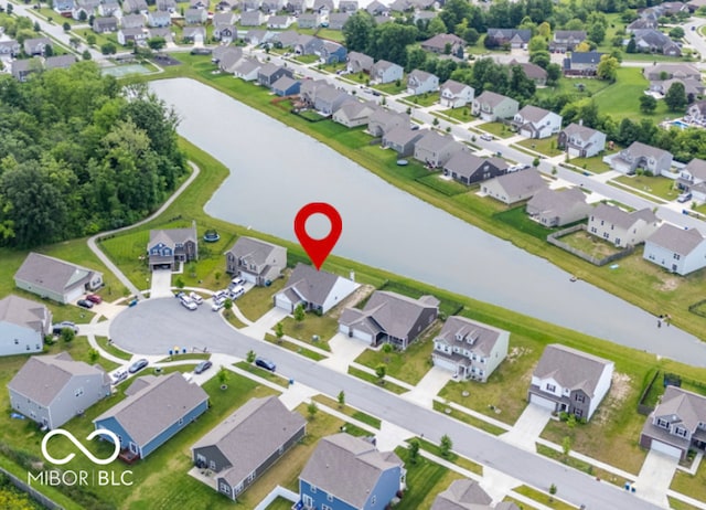 12105 Fall Ct, Indianapolis, IN 46229 - aerial overview of property's location with nearby suburban area and a nearby body of water