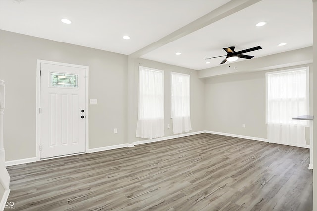 1338 N Parker Ave, Indianapolis, IN 46201 - foyer entrance with wood finished floors, baseboards, ceiling fan, and recessed lighting