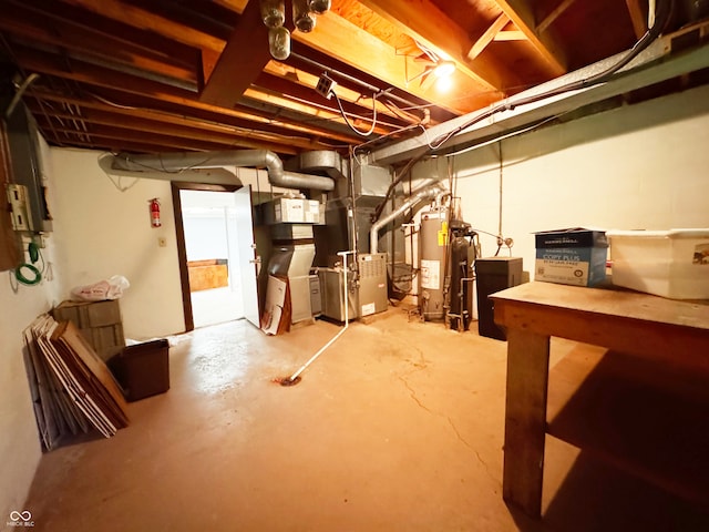 7038 E 65th St, Indianapolis, IN 46256 - unfinished below grade area with water heater and heating unit