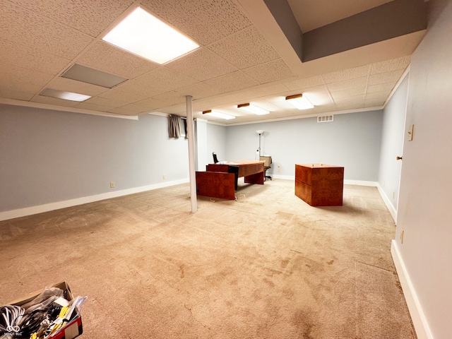 7038 E 65th St, Indianapolis, IN 46256 - finished below grade area featuring carpet floors and a drop ceiling