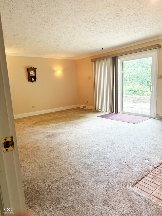 7038 E 65th St, Indianapolis, IN 46256 - carpeted spare room with a textured ceiling and ornamental molding