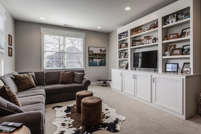 10974 Harbor Bay Dr, Fishers, IN 46040 - living area with light carpet and recessed lighting