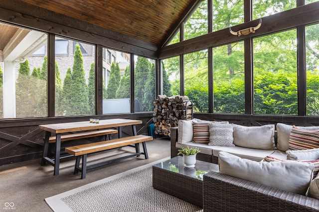 10974 Harbor Bay Dr, Fishers, IN 46040 - sunroom / solarium with lofted ceiling and an outdoor hangout area