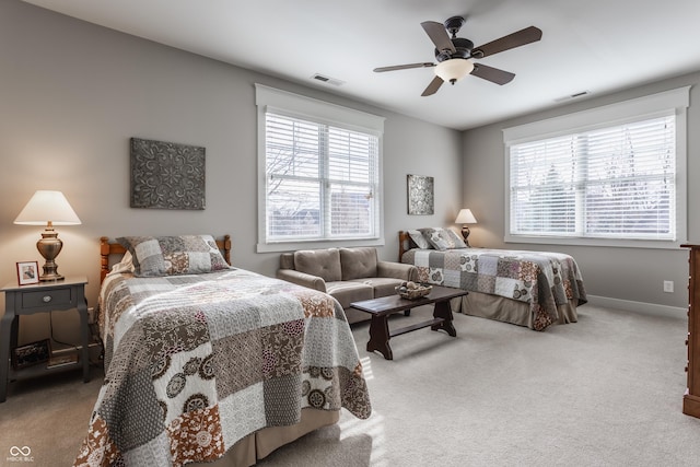 10974 Harbor Bay Dr, Fishers, IN 46040 - carpeted bedroom with multiple windows and ceiling fan