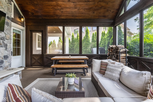 10974 Harbor Bay Dr, Fishers, IN 46040 - sunroom / solarium featuring lofted ceiling and outdoor lounge area