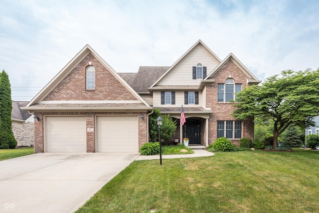47 Torrey Pine Dr, Brownsburg, IN 46112 - traditional-style house with a front lawn, concrete driveway, and brick siding