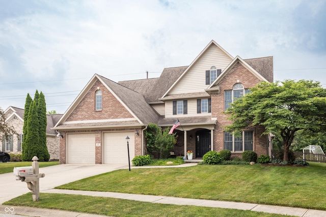 47 Torrey Pine Dr, Brownsburg, IN 46112 - traditional home featuring driveway, a front lawn, brick siding, and a shingled roof