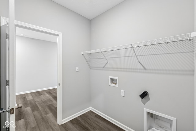 12516 Morning Ridge Way, Noblesville, IN 46060 - laundry area featuring electric dryer hookup, dark wood-style flooring, and washer hookup