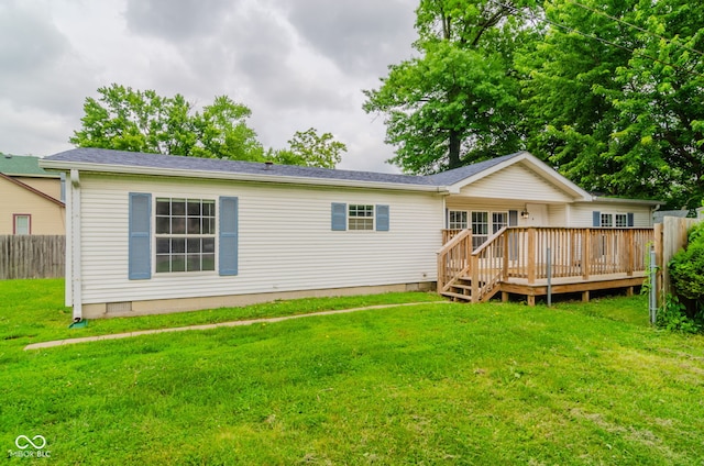 3149 Carson Ave, Indianapolis, IN 46227 - rear view of house with a wooden deck