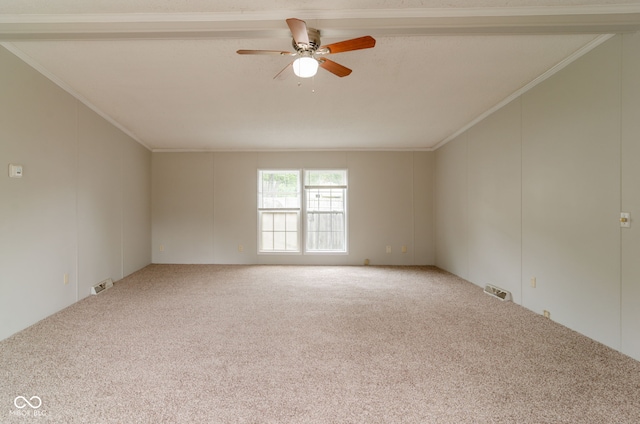 3149 Carson Ave, Indianapolis, IN 46227 - carpeted spare room featuring ceiling fan, crown molding, and vaulted ceiling