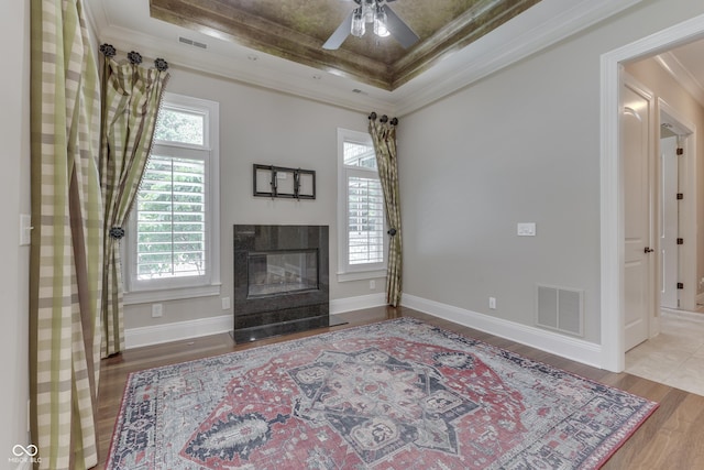 3795 Claybrook Ct, Bargersville, IN 46106 - living room with plenty of natural light, wood finished floors, a high end fireplace, and ornamental molding