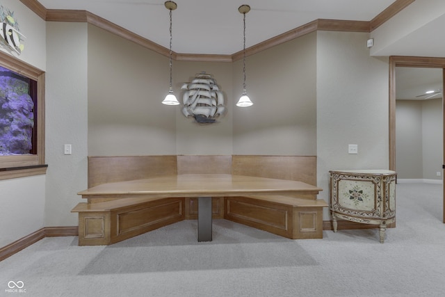 3795 Claybrook Ct, Bargersville, IN 46106 - unfurnished dining area with carpet floors, crown molding, and breakfast area