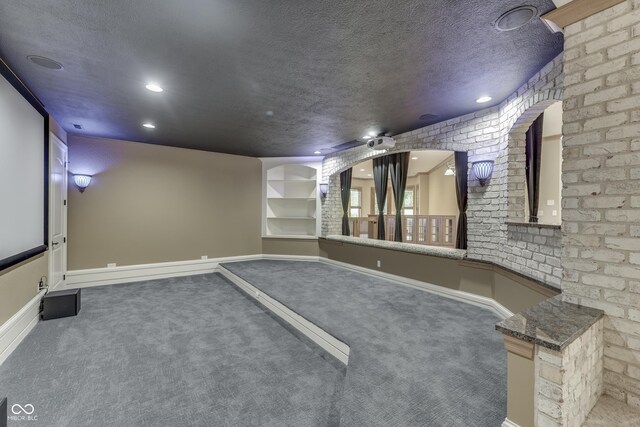 3795 Claybrook Ct, Bargersville, IN 46106 - home theater room featuring carpet floors, a textured ceiling, recessed lighting, and ceiling fan