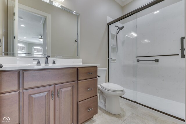 3795 Claybrook Ct, Bargersville, IN 46106 - bathroom with a marble finish shower, vanity, and tile patterned floors