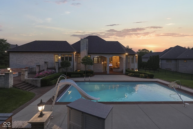 3795 Claybrook Ct, Bargersville, IN 46106 - view of pool with a water slide and a patio area