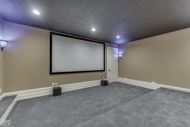 3795 Claybrook Ct, Bargersville, IN 46106 - cinema room featuring carpet, recessed lighting, and a textured ceiling