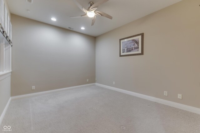 3795 Claybrook Ct, Bargersville, IN 46106 - spare room with a ceiling fan, light colored carpet, and recessed lighting