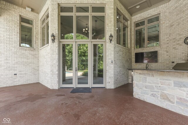 3795 Claybrook Ct, Bargersville, IN 46106 - entrance to property with french doors and brick siding